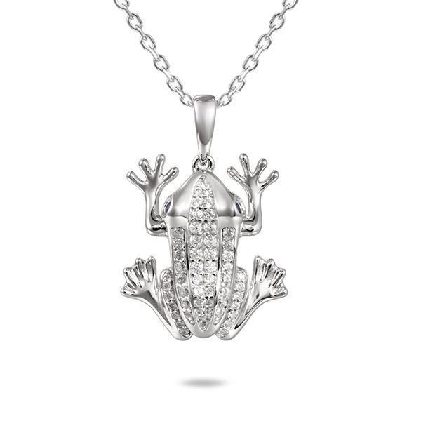 In this photo there is a sterling silver coqui frog pendant with aquamarine gemstones.