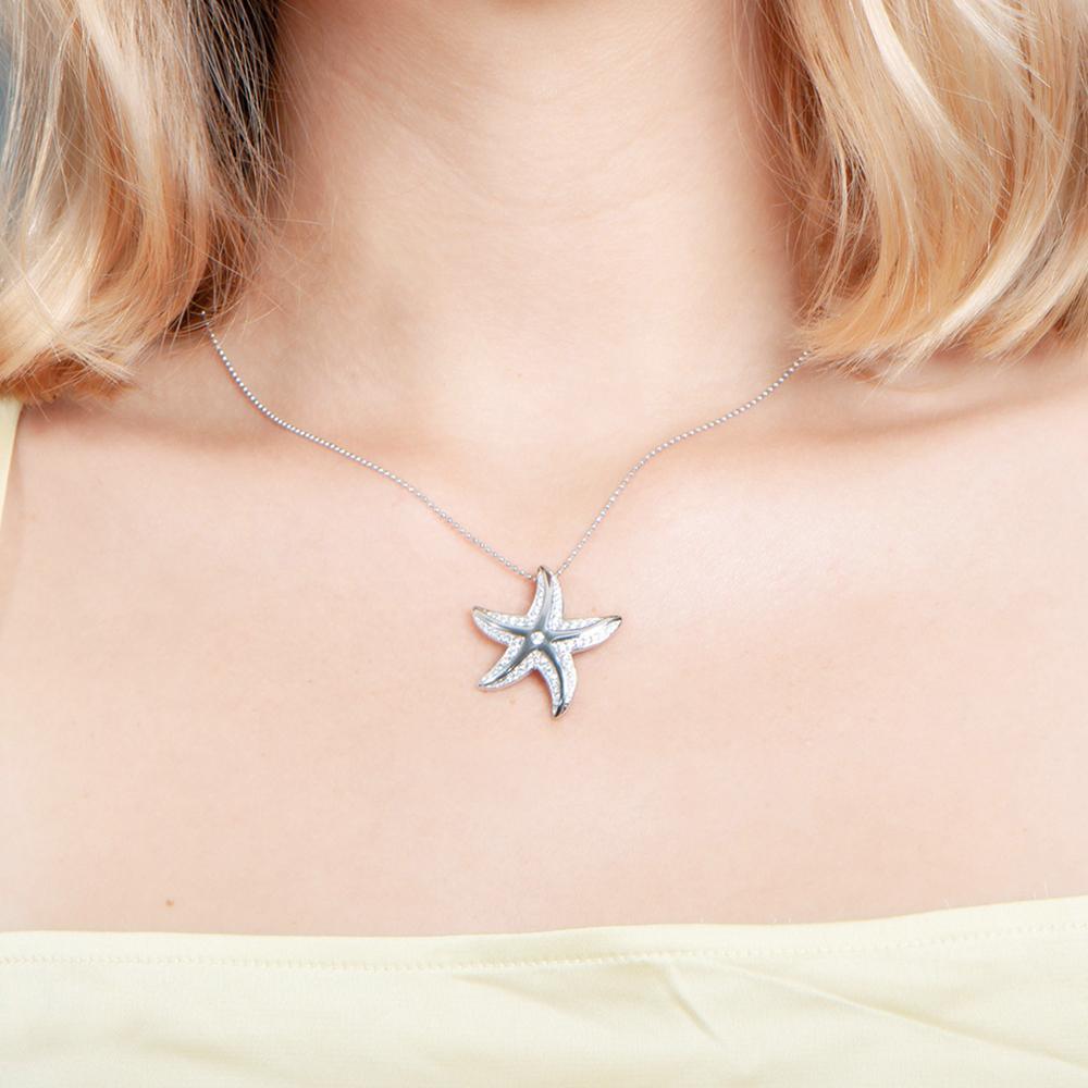 14k Yellow Gold Starfish Necklace on Flexible Snake Necklace - American  Jewelry