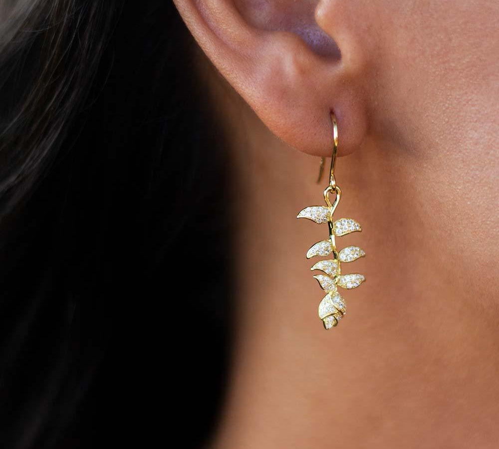 Pavé Heliconia Earrings Earrings Island by Koa Nani 