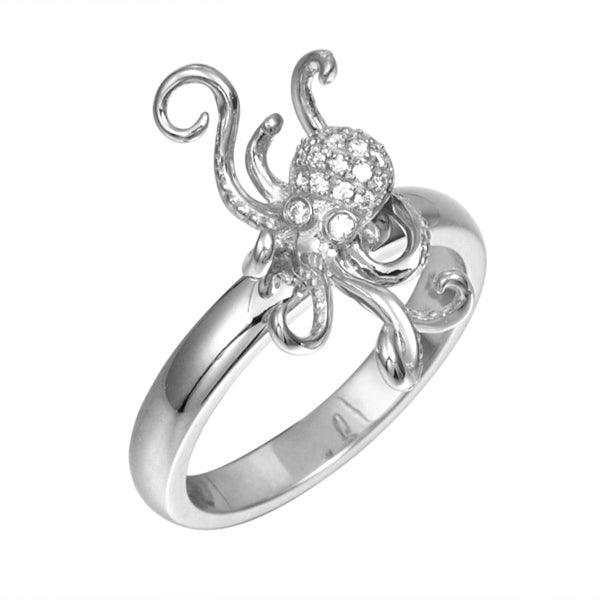 The photo is a solig white gold pavé octopus ring with diamonds ring.