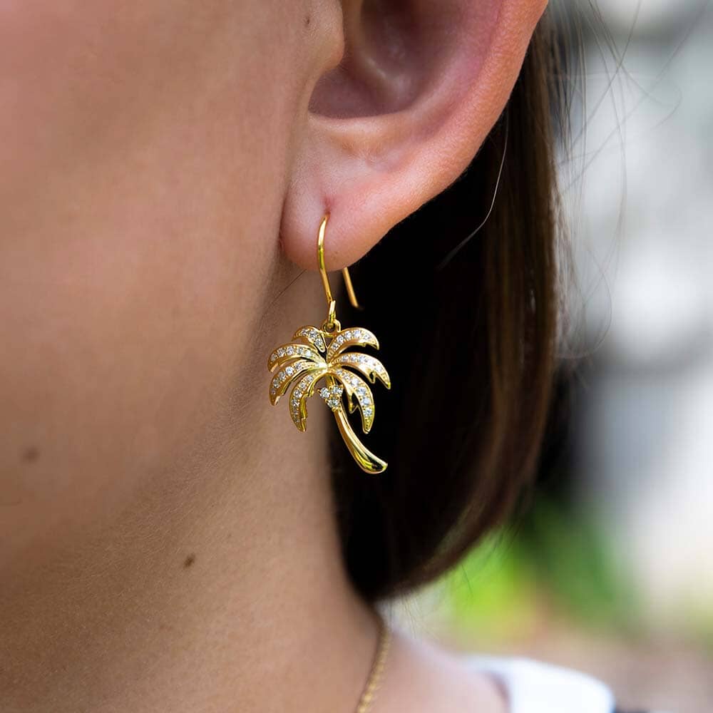 Pavé Queen Palm Tree Earrings Earrings Island by Koa Nani 