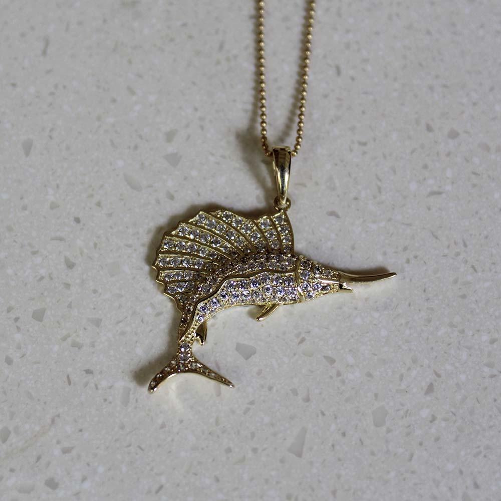 Pavé Sailfish Pendant with Diamonds Pendant Island by Koa Nani 