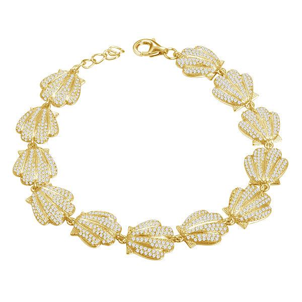 Pavé Sunrise Seashell Bracelet Bracelet Island by Koa Nani Yellow Gold 