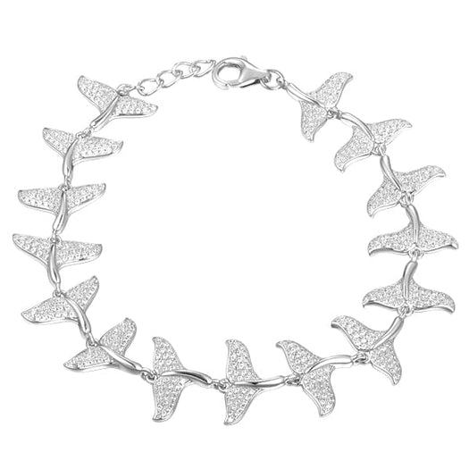 Pavé Whale Tail Bracelet Bracelet Island by Koa Nani White Gold 
