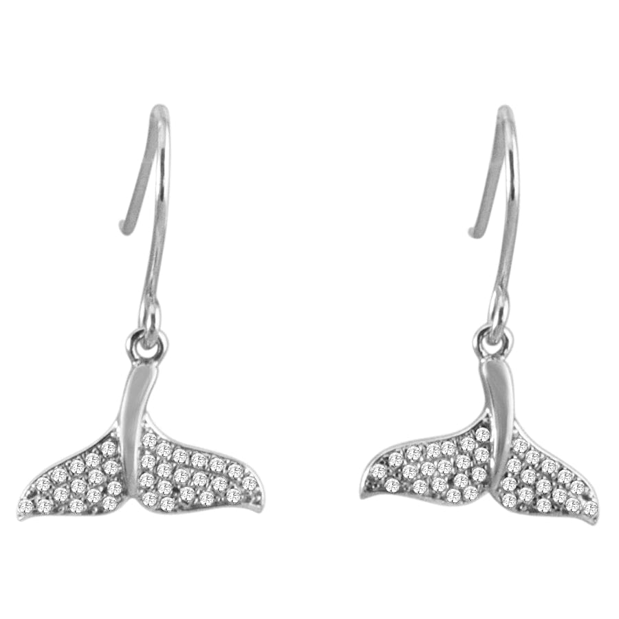 Pavé Whale Tail Earrings Earrings Island by Koa Nani White Gold 