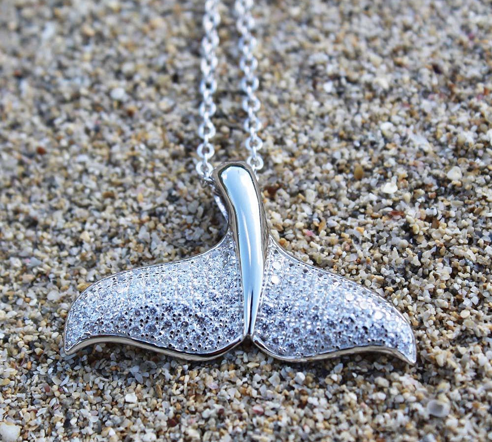 Pavé Whale Tail Pendant Pendant Island by Koa Nani 