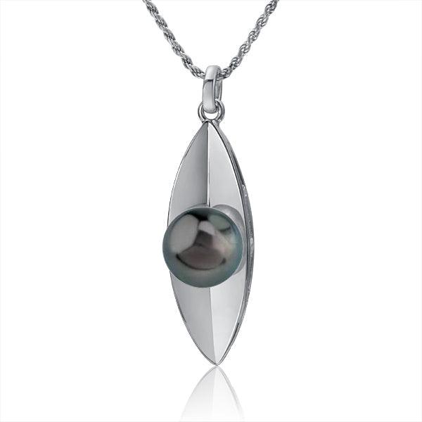 Pearl Banana Leaf Pendant Pendant Island by Koa Nani Tahitian Pearl 