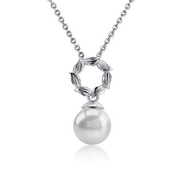 Pearl Maile Leaf Lei Pendant Pendant Island by Koa Nani Freshwater Pearl 