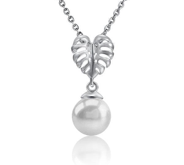 Pearl Monstera Leaf Pendant Pendant Island by Koa Nani Freshwater Pearl 