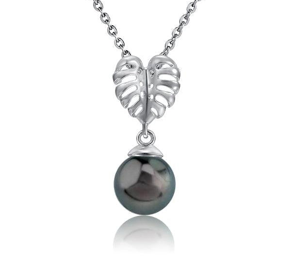 Pearl Monstera Leaf Pendant Pendant Island by Koa Nani Tahitian Pearl 