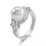 Pearl Pavé Plumeria Ring Ring Island by Koa Nani 5.0 Freshwater Pearl 