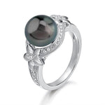 Pearl Pavé Plumeria Ring Ring Island by Koa Nani 5.0 Tahitian Pearl 