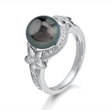 Pearl Pavé Plumeria Ring Ring Island by Koa Nani 5.0 Tahitian Pearl 