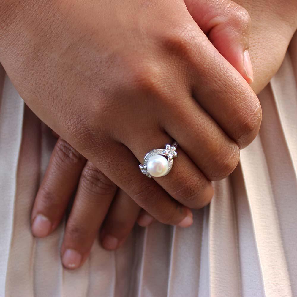 Pearl Pavé Plumeria Ring Ring Island by Koa Nani 