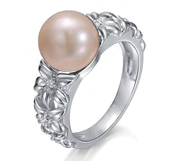 Pearl Plumeria Lei Ring Ring Island by Koa Nani 5.0 Akoya Pearl 