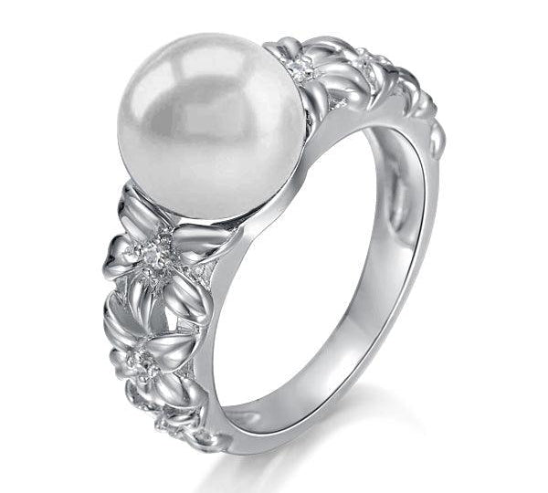 Pearl Plumeria Lei Ring Ring Island by Koa Nani 5.0 Freshwater Pearl 