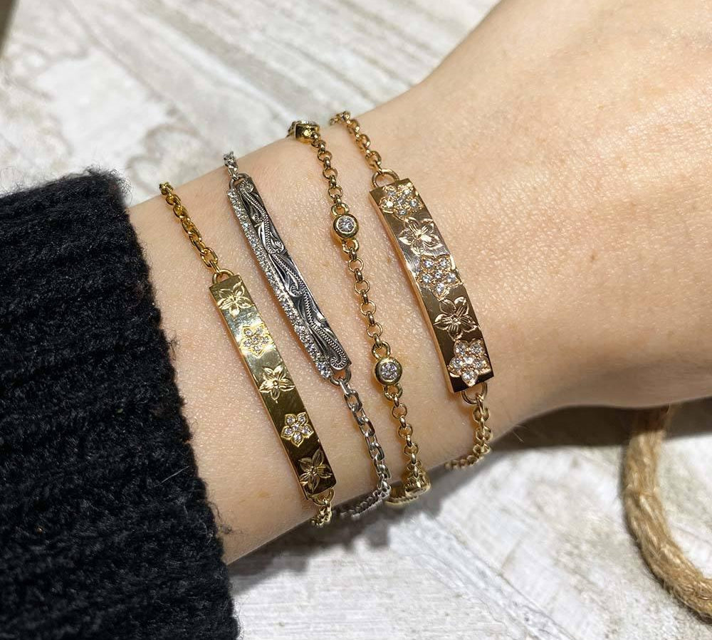 Plumeria Bar Bracelet with Diamonds Bracelet Island by Koa Nani 