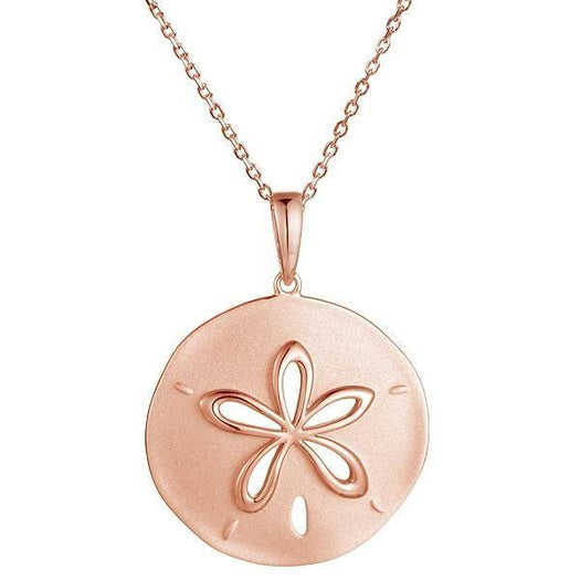 The picture shows a rose gold sand dollar cut out pendant.