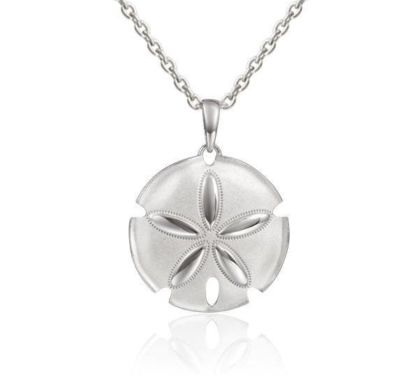 The picture shows a 925 sterling silver sand dollar pendant with topaz.