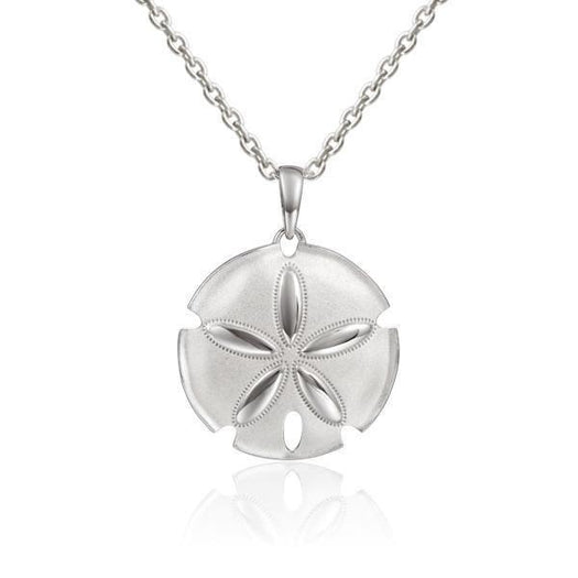 The picture shows a 925 sterling silver sand dollar pendant with topaz.