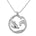 The picture shows a large 14K white gold dolphin and wave pendant with diamonds.