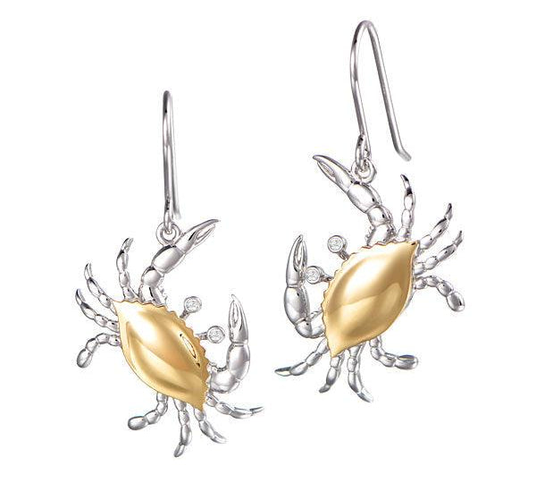 Two-Tone Blue Crab Earrings Earrings Island by Koa Nani 