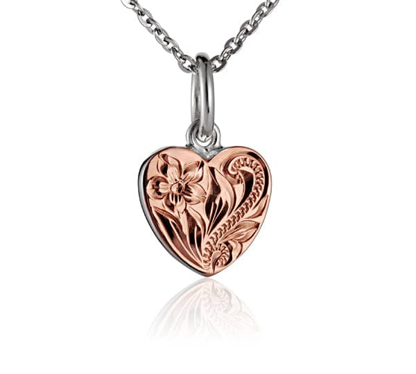 Two-Tone Engraved Heart Pendant Pendant Island by Koa Nani 