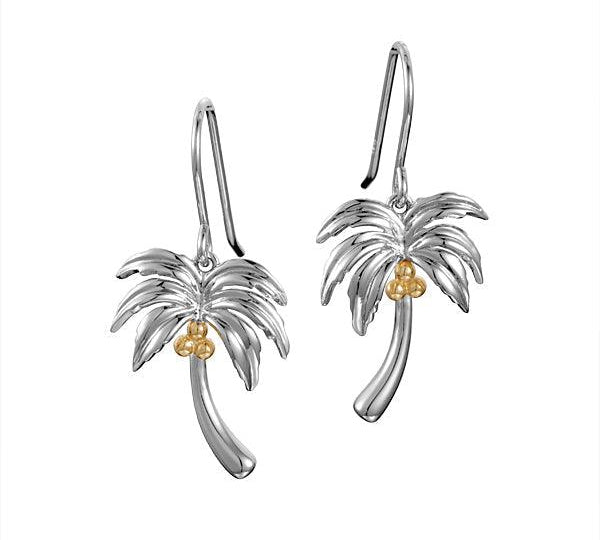 Two-Tone Queen Palm Tree Earrings Earrings Island by Koa Nani 
