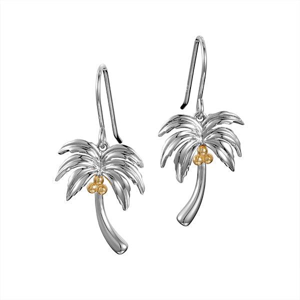 Two-Tone Queen Palm Tree Earrings Earrings Island by Koa Nani 