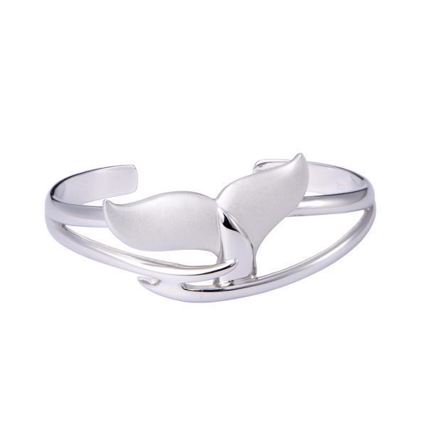 The picture shows a 925 sterling silver whale tail bangle.