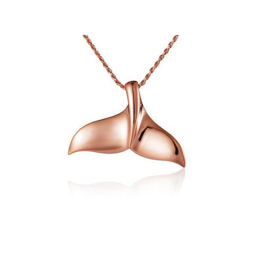 The picture shows a 14K rose gold whale tail necklace.